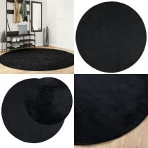 Tapis oviedo à poils courts noir ø 200 cm - Tappeto Design Intérieur - Tapis Salon - Tapis Chambre - Tapis Moelleux - Tapis Noir - Home & Living