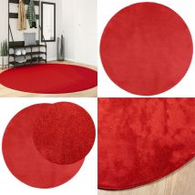 Tapis oviedo à poils courts rouge ø 200 cm - Tappeto Rosso - Tapis Salon - Tapis Chambre - Tapis Design - Tapis Moelleux - Home & Living