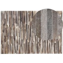 Tapis Patchwork 160 x 230 cm Marron Beige et Gris en Peau de Vache Naturel pour Décor Rétro Moderne et Industriel Beliani