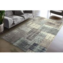 Deladeco - Tapis patchwork gris lavable en machine ethnique Fana Gris 120x170