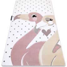 Tapis petit flamingos cœurs crème beige 180x270 cm