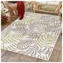 Allotapis - Tapis plat floral intérieur et extérieur beige Greta Beige 120x170