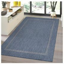 Allotapis - Tapis plat intérieur et extérieur contemporain Mirena Bleu 80x150