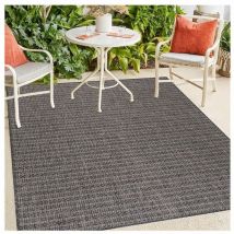 Tapis plat intérieur et extérieur rayé design Elena Noir 200x290