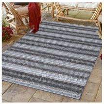 Allotapis - Tapis plat intérieur et extérieur rayé design Oyo Noir 120x170