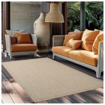 Allotapis - Tapis plat uni moderne intérieur Rocco Beige 80x150