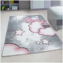 Allotapis - Tapis pour bébé rectangle à courtes mèches Comix Rose 80x150