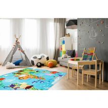 Deladeco - Tapis pour bébé multicolore plat World Multicolore 120x170