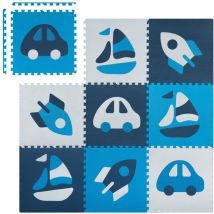 Tapis puzzle en mousse 180x180cm 9 pcs bleu