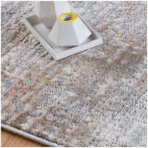 Deladeco - Tapis rayé moderne à courtes mèches rectangle Impiano Taupe 200x290