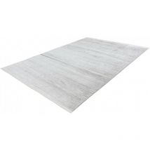 Lalee - Tapis rayé en acrylique avec franges à mèches courtes Triomphe Argenté 160x230