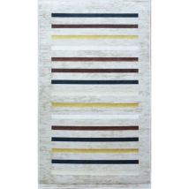 Tapis Rayures Beige Dimensions - 160x230 – Qualité supérieure pour Maison, Appartement, Bureau – Style élégant et durable – Confort optimal, facile à