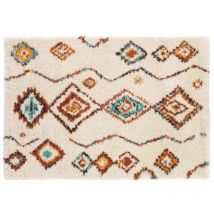 Bricoline - Tapis shaggy 120x170 cm - Losanges colorés sur fond écru