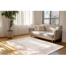Allotapis - Tapis rectangle design rayé effet 3D Myneral Taupe 120x170