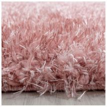 Allotapis - Tapis rond à poils longs doux uni Sera Rose ø 200