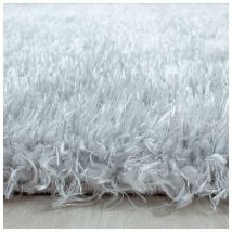 Allotapis - Tapis rond à poils longs doux uni Sera Argenté ø 200