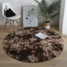 DPZO Tapis Rond, à Poils Longs, 120cm X 120cm, Moderne, pour Salon, Chambre à Coucher, Salle à Manger ou Chambre d'enfant, Tapis de Sol Shaggy 