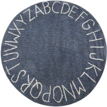 Beliani - Tapis Rond Chambre d'Enfant Fait main avec Motif Alphabet ø 120 cm en Coton Bleu Vurgun