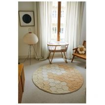 Lorena Canals - Tapis rond chambre enfant coton lavable en machine Honeycomb Ivoire Ø140