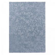 Laura Ashley - Tapis salon et chambre en laine 140x200 bleu rectangle fait main motif floral cleavers