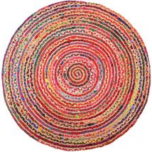 Aubry Gaspard - Tapis rond coloré en jute et en coton India ø 120