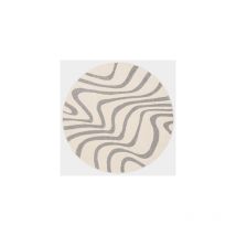Décoweb - Tapis rond de salon en relief - Belle-île - Vagues grises et crème - ø 160 cm