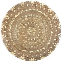 Tapis rond en jute coloris doré - Longueur 115 x Profondeur 115 x Hauteur 1 cm Pegane