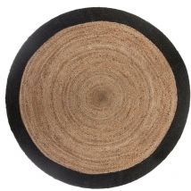Atmosphera Créateur D'intérieur - Tapis Rond à Bordure D120 Jute Noir Atmosphera