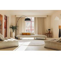 Lorena Canals - Tapis rond en laine lavable en machine uni Silhouettes Naturel Ø240