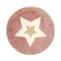 Home Deco Kids - Tapis Rond Etoile Fil Metallise Rose 80cm M6