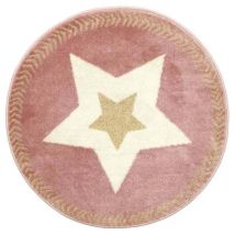 Tapis Rond Enfant 'étoile Métallisée' 80cm Rose