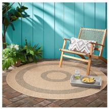 Allotapis - Tapis rond extérieur et intérieur aspect naturel River Noir ø 120