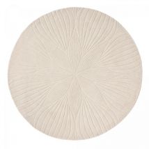Wedgwood - Tapis rond fait à la main Ø150cm crème en laine motif faux uni pour salon folia