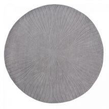 Wedgwood - Tapis rond fait à la main Ø150cm gris en laine motif faux uni pour salon folia