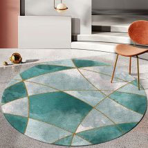 Tapis Rond Lavable en Machine, Style géométrique Simple Interieur Anti Slip Chambre à Coucher Salon Tapis d'Entrée Absorbant Antidérapant (Vert
