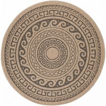 Tapis rond Naturel aspect jute Motif Beige Gris 80x80cm