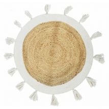 Tapis rond à Pompons en Jute