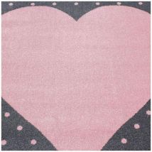 Allotapis - Tapis rond pour enfant doux Coeur Rose ø 120