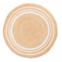 Impalo - Tapis rond fait main Ø200cm beige en jute motif uni pour grand salon sunny l