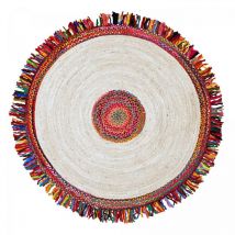 Unamourdetapis - Tapis rond tissé main diametre jt satch multicolore , tapis jute artisanal