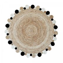 Unamourdetapis - Tapis rond tissé main diametre jt rondi beige , tapis jute artisanal