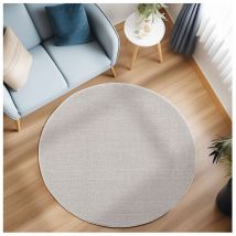 Allotapis - Tapis rond uni courtes mèches contemporain Breze Crème Ø200