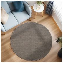 Allotapis - Tapis rond uni courtes mèches contemporain Breze Marron Ø160