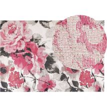 Beliani - Tapis Rose en Coton 140 x 200 cm Tissu Jacquard à Motif de Fleurs pour Salon Ejaz