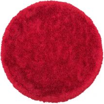 Tapis Rond Poil Long Rouge en Polyester et Coton pour Chambre ou Salon au Style Scandinave 140 cm Beliani