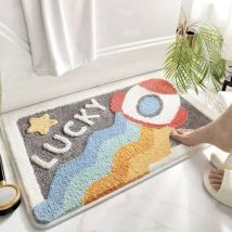 Kinsi - Tapis Salle de Bain, Tapis de Douche Microfibre Doux Lavable en Machine (Rocket, 40 x 60 cm)