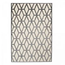 Jadorel - Tapis salon et chambre en viscose 160x230 crème et noir rectangle tissé
