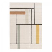 Unamourdetapis - Tapis salon et chambre 120x170 beige et jaune tissé motif géométrique contemrec