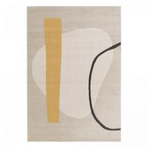 Unamourdetapis - Tapis salon et chambre 200x290 beige et jaune rectangle tissé motif abstrait contetre