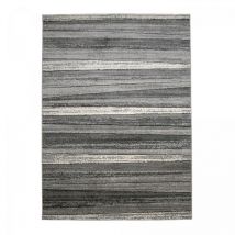 Unamourdetapis - Tapis salon et chambre 120x170 gris et blanc rectangle tissé motif simple lignarai